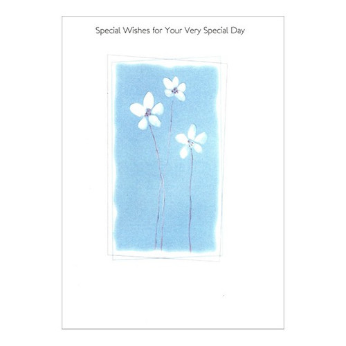 Three White Flowers Birthday Card: Special Wishes for Your Very Special Day