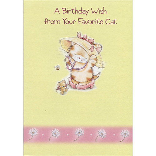 Cat with Pink Necklace and Shoes Birthday Card from Cat: A Birthday Wish from your Favorite Cat