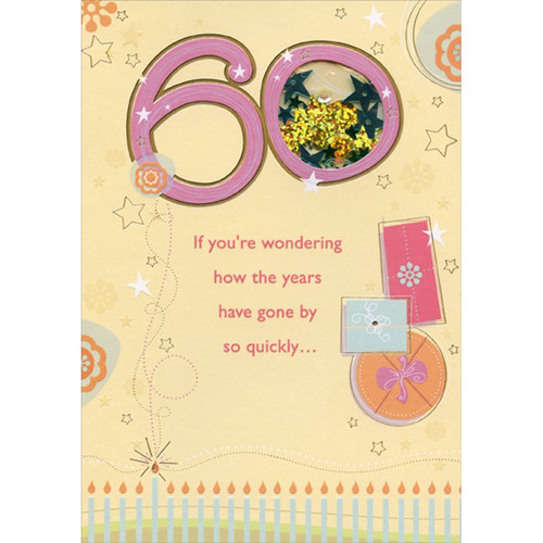 If You're Wondering Window Star Sequins Age 60 / 60th Birthday Card: 60 - If you're wondering how the years have gone by so quickly…