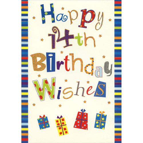Holographic Foil Birthday Wishes Age 14 / 14th Birthday Card: Happy 14th Birthday Wishes