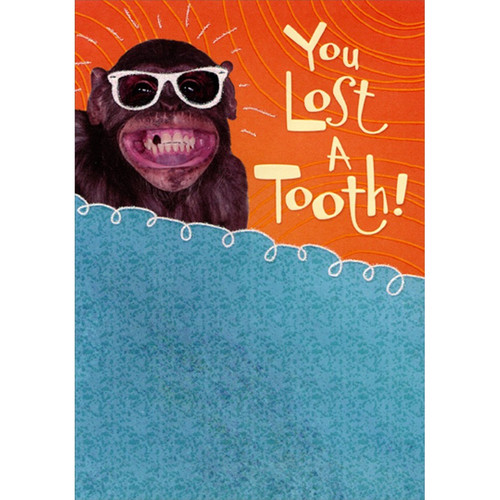 Monkey with Glasses Lost Tooth Congratulations Card for Kids / Children: You Lost a Tooth!