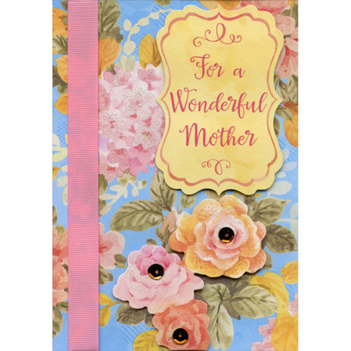 Pink & Orange Tip On Flowers For Wonderful Mother Hand Decorated Mother's Day Card: For a Wonderful Mother