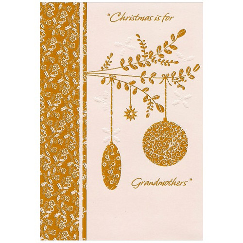 Gold Foil Branch and Ornaments: Grandmother Christmas Card: Christmas is for Grandmothers