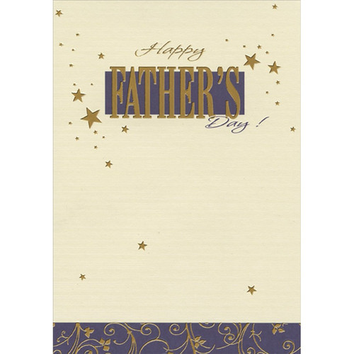 Gold Foil Stars and Vines with Purple Border Father's Day Card: Happy Father's Day!