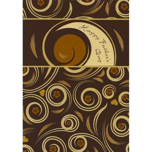 Swirls on Deep Brown with Die Cut Window Blended Family Father's Day Card: Happy Father's Day