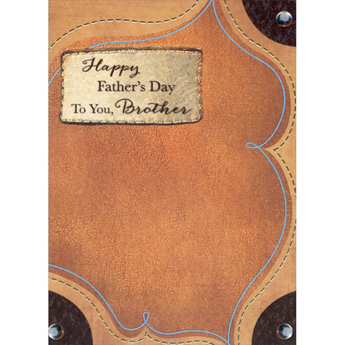 Textured Earthtone with Thin Blue and Foil Swirls Father's Day Card for Brother: Happy Father's Day to you, Brother