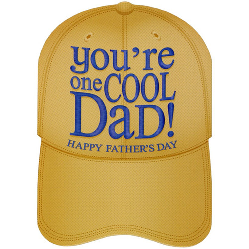 Brown Baseball Cap Top Fold: Cool Dad Father's Day Card: You're One Cool Dad - Happy Father's Day