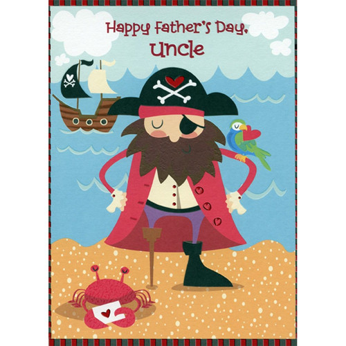 Pirate with Red Jacket Juvenile / Kids Father's Day Card for Uncle: Happy Father's Day, Uncle