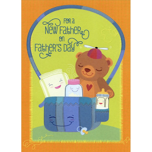 Teddy Bear, Baby Bottle, Baby Powder Father's Day Card for New Father: For a New Father on Father's Day