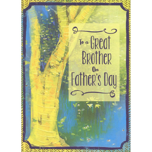 Yellow Tree with Gold Foil Border Father's Day Card for Brother: To a Great Brother on Father's Day