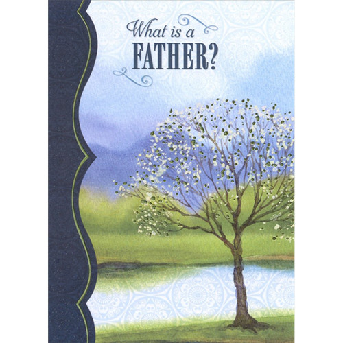 What is a Father? Tree with White Flowers Father's Day Card: What is a Father?