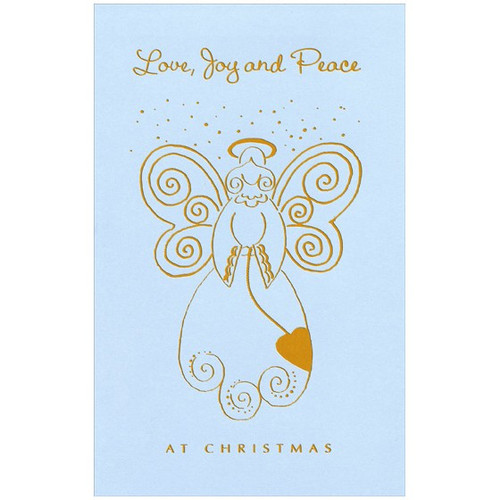 Gold Trim Angel Christmas Card: Love, Joy and Peace At Christmas