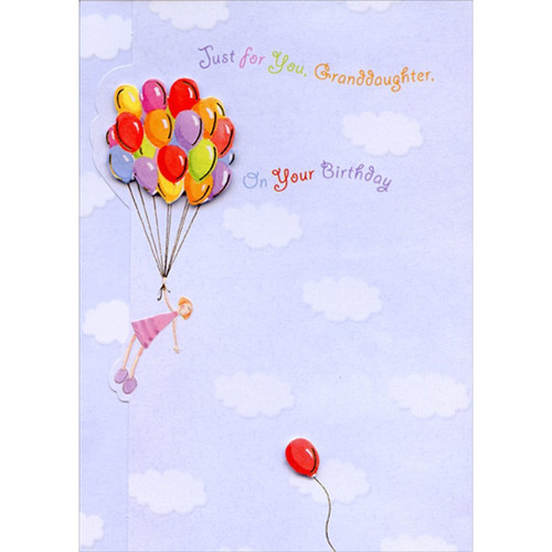 3D Tip On Balloons and Floating Girl Hand Decorated Designer Boutique Keepsake Birthday Card for Granddaughter: Just for you, Granddaughter, On your Birthday