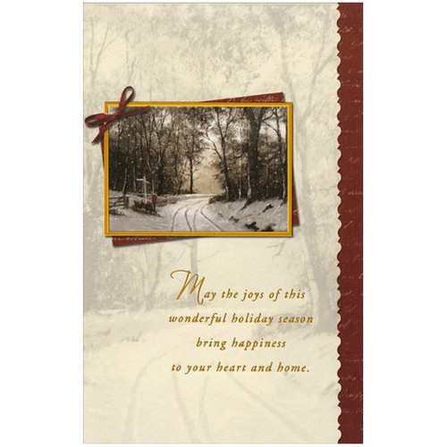 Snow Covered Road Christmas Card: May the joys of this wonderful holiday season bring happiness to your heart and home.