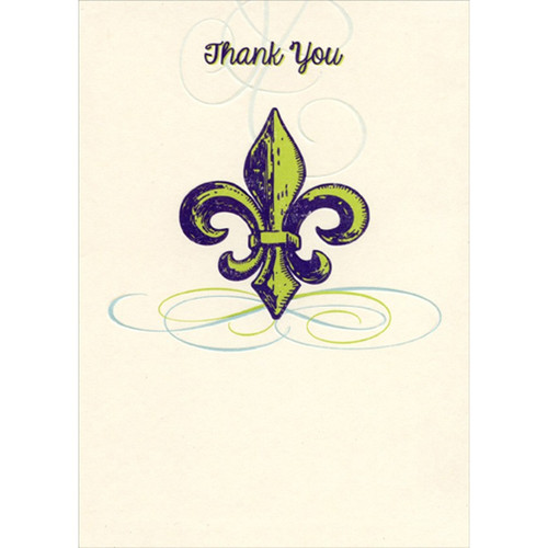 Green and Purple Fleur De Lis Thank You Card: Thank You
