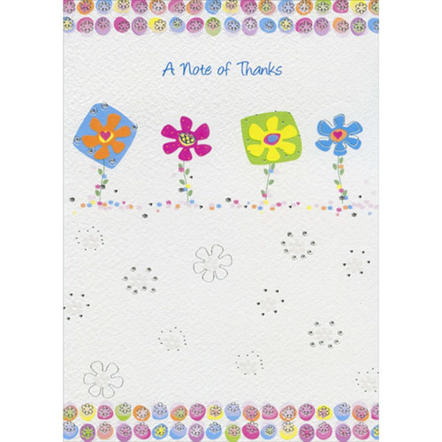 Note of Thanks: Orange, Pink, Yellow and Blue Flowers Thank You Card: A Note of Thanks