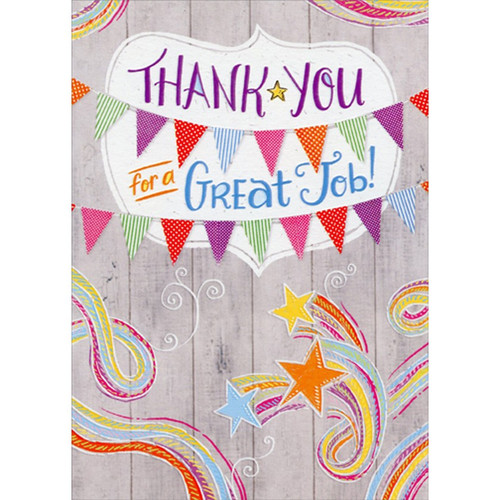 Great Job Swirling Stars Thank You Card: Thank You for a Great Job!