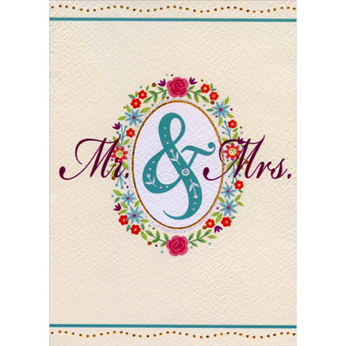 Floral Oval Pattern Mr and Mrs Wedding Anniversary Congratulations Card: Mr. and Mrs.