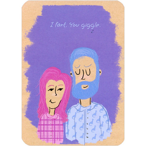I Fart, You Giggle Funny / Humorous Wedding Anniversary Congratulations Card for Wife: I fart. You giggle.