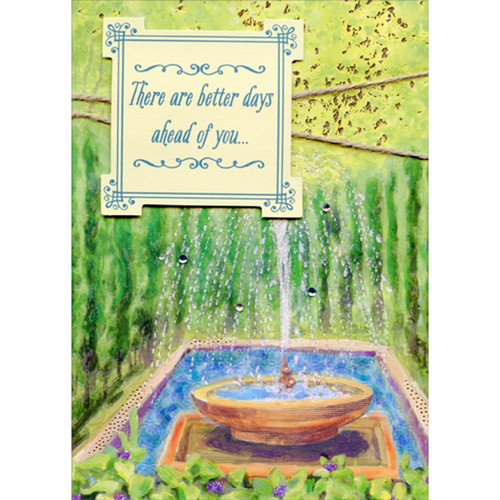 Spraying Fountain, Gems and Twine 3D Hand Decorated Designer Boutique Keepsake Get Well Card: There are better days ahead of you...