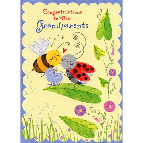 Bumble Bee and Ladybug New Grandparents Congratulations Card: Congratulations to New Grandparents