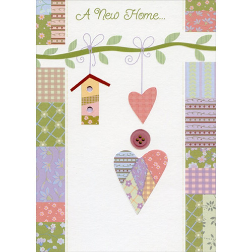Birdhouse with Die Cut Windows and Heart on String New Home Congratulations Card: A New Home...