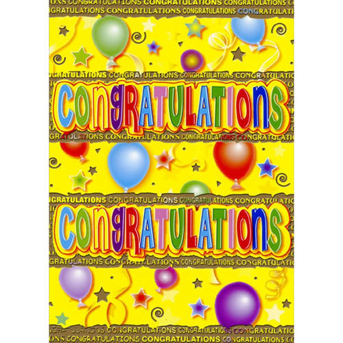 Horizontal Gold Foil with Colorful Letters Congratulations Card: Congratulations (repeated)