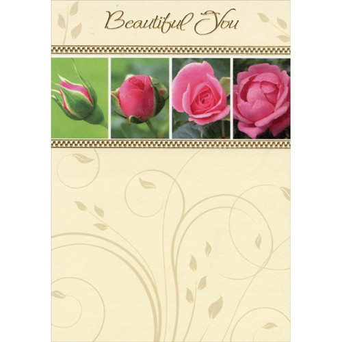 Beautiful You Blooming Flower Feminine Religious Birthday Card for Her : Woman : Women: Beautiful You