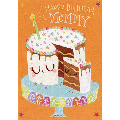 Slice of Cake Near Cake Birthday Card for Mommy: Happy Birthday, Mommy