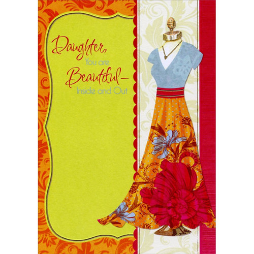 Blue and Orange Dress: Beautiful Inside and Out Birthday Card for Daughter: Daughter, You are Beautiful- Inside and Out