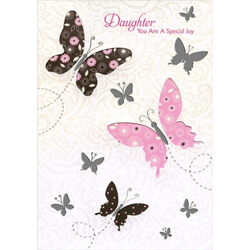 3 Die Cut Butterfly Shaped Windows Birthday Card for Daughter: Daughter - You Are A Special Joy