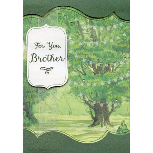 White 3D Tip On Banner Over White Ribbon with Gems Hand Decorated Designer Boutique Keepsake Birthday Card for Brother: For You, Brother
