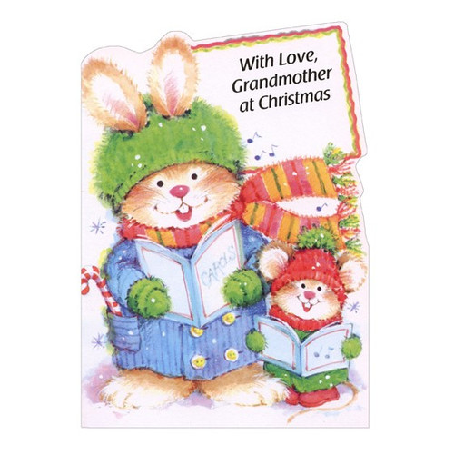 Carolling Rabbits: Grandmother Christmas Card: With Love, Grandmother at Christmas