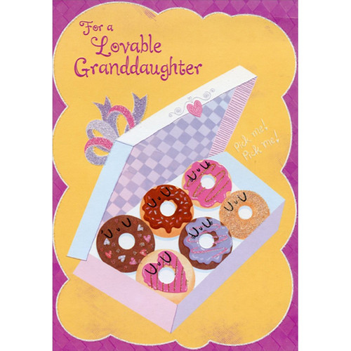 Six Donuts in Box Juvenile Birthday Card for Granddaughter: For a Lovable Granddaughter