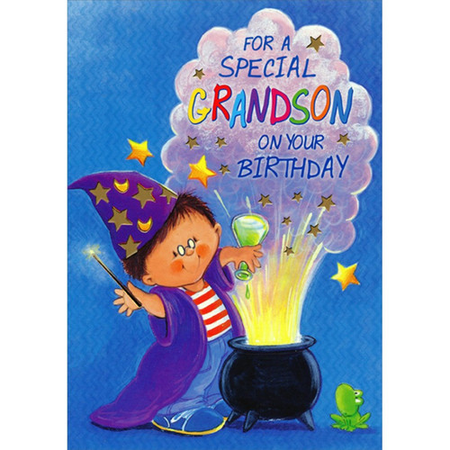 Boy Wizard in Purple Robe Juvenile Birthday Card for Grandson: For A Special Grandson On Your Birthday