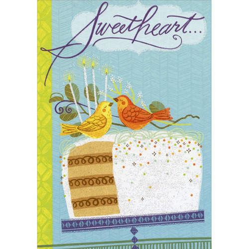 Two Birds on Cake Sweetheart Birthday Card: Sweetheart…