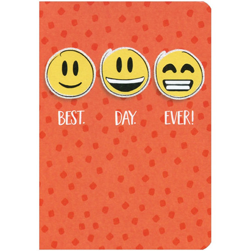 3 Smiley Faces: Best Day Ever Die Cut Juvenile Birthday Card for Young Child : Kid: Best. Day. Ever!