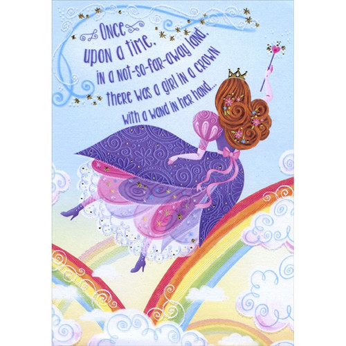 Once Upon a Time Princess Juvenile : Kids Birthday Card and Stickers for Young Girl: Once upon a time, in a not-so-far-away land, there was a girl in a crown with a wand in her hand…