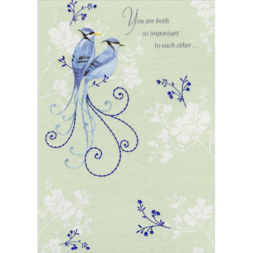 2 Bluejays on Shimmering Paper Anniversary Congratulations Card to Both : Couple: You are both so important to each other…