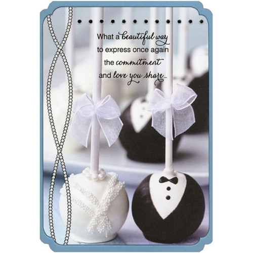 Gown and Tuxedo Desserts Renewing Wedding Vows Die Cut Anniversary Congratulations Card for Couple: What a beautiful way to express once again the commitment and love you share…