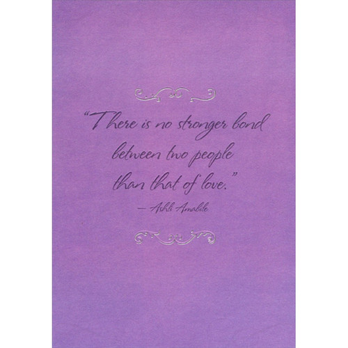 No Stronger Bond on Shimmering Purple Wedding Anniversary Congratulations Card for Children: “There is no stronger bond between two people than that of love.” - Ashli Amabile