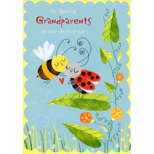 Bumblebee and Ladybug Kiss Juvenile Wedding Anniversary Congratulations Card for Grandparents: For Special Grandparents On Your Anniversary