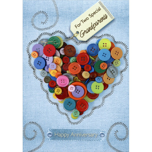 Heart Shape Made of Buttons Wedding Anniversary Congratulations Card for Grandparents: For Two Special Grandparents - Happy Anniversary