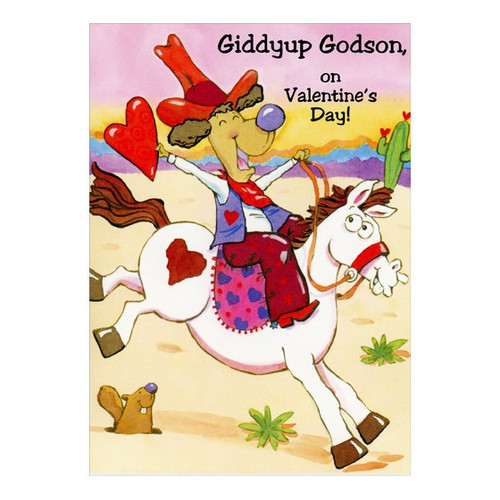 Cowboy Dog: Godson Valentine's Day Card: Giddyup Godson, on Valentine's Day!