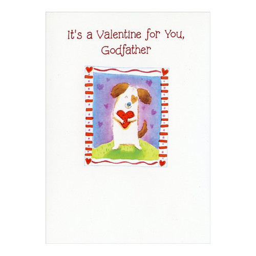 Dog Hugging Heart: Godfather Valentine's Day Card: It's a Valentine for You, Godfather