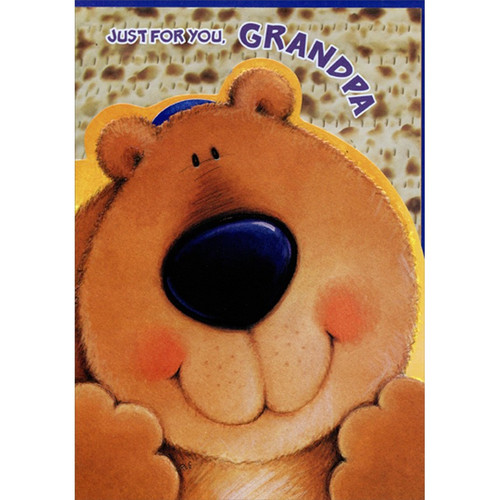Die Cut Bear Closeup and Matzah : Grandpa Juvenile Passover Card: Just for you, Grandpa