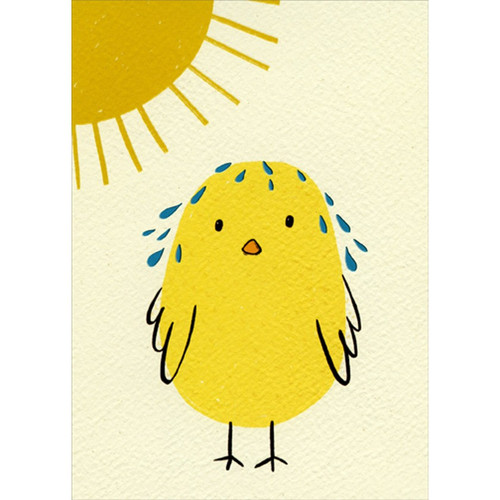 Yellow Chick with Blue Foil Sweat Funny / Humorous Masculine Birthday Card for Him : Man : Men