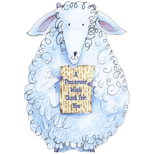 Die Cut Lamb Holding Matzah Juvenile Passover Card for Kids / Children: A Passover Wish Just for You