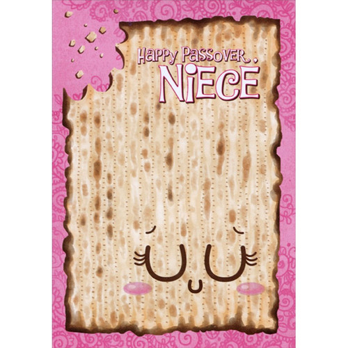 Matzah on Pink Background : Niece Juvenile Passover Card: Happy Passover, Niece