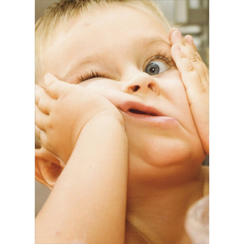 Child Squishing Face with Hands Funny / Humorous Birthday Card